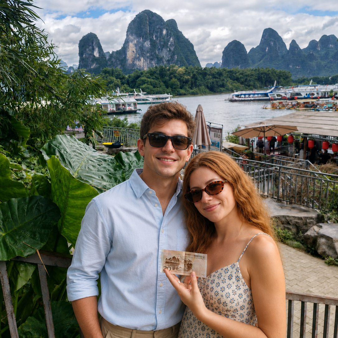 Guilin/Yangshuo Day Tour: Xingping Ancient Town, 20 RMB Viewpoint, Yulong River Bamboo Raft & Xianggong Mountain